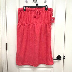 New Swim Cover Dress Strapless Coral Terry L/XL Large Extra Large NWT